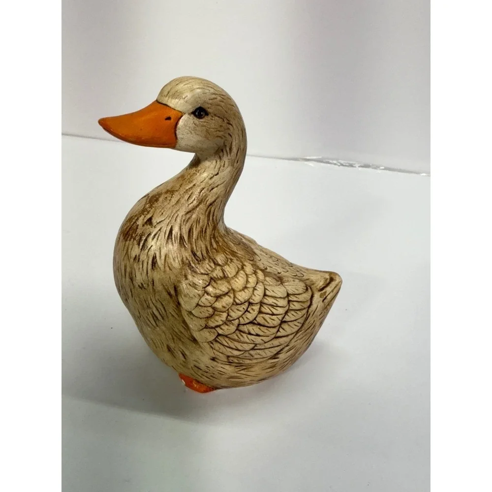 Vintage 1989 Sarah Matzke Hand Painted Ceramic Duck Figurine Folk Art Signed 5